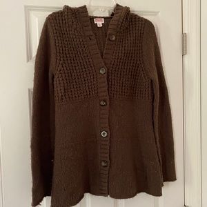 Mossimo Supply Co Vintage Brown Long Button-Up Sweater Coat Cardigan, size large
